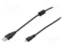 Cable; USB 2.0; USB A plug,USB B micro plug; 2m; black; 480Mbps