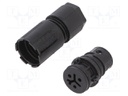 Plug; Connector: circular; female; PIN: 3; silver plated; 8A; 250V