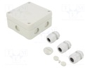 Enclosure: junction box; X: 110mm; Y: 110mm; Z: 51mm; polypropylene
