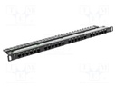 Patch panel; black; Number of ports: 24; Cat: 5e; RJ45 socket x24