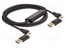 Cable; USB A plug,USB C plug,both sides; gold-plated; 2m; black