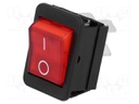 ROCKER; DPST; Pos: 2; OFF-ON; 16A/250VAC; red; neon lamp 250V
