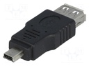 Adapter; USB 2.0; USB A socket,USB B mini plug; nickel plated