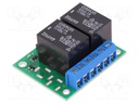 Module: relay; Channels: 2; 12VDC; max.250VAC; 10A; GPIO; toff: 5ms