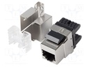 RJ45 module; silver; Cat: 5/5e; on cable; RJ45 socket; -10÷60°C