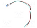 Indicator: LED; prominent; blue; 24VDC; 24VAC; Ø10mm; leads 300mm