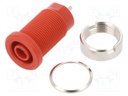 Socket; 4mm banana; 24A; red; nickel plated; screw,on panel