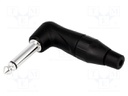 Plug; Jack 6,35mm; male; mono; angled 90°; for cable; soldering