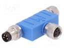 T adapter; M8 male,M8 female x2; PIN: 4; T; IP67; Polarisation: A