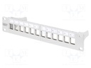 Patch panel; Keystone; grey; Number of ports: 12; 10"; Cat: 6a; RACK