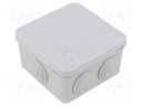 Enclosure: junction box; X: 88mm; Y: 88mm; Z: 52mm
