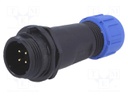 Plug; male; SP13; PIN: 4; IP68; 4÷6.5mm; 5A; soldering; for cable