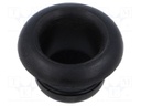 Grommet; Ømount.hole: 25mm; black; Panel thick: max.2.5mm