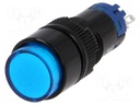 Switch: push-button; Pos: 2; SPDT; 0.5A/250VAC; 1A/24VDC; blue; none