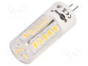 LED lamp; warm white; G4; 12VDC; 12VAC; 340lm; 3.5W; 280°; 2700K