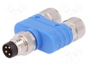 T adapter; M8 male,M8 female x2; PIN: 4; Y; IP67; Polarisation: A