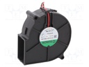 Fan: DC; blower; 12VDC; 75x75x30mm; 23.44m3/h; 38.6dBA; 3000rpm