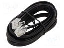 Cable: telephone; RJ11 plug,both sides; 2m; black