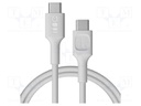 Cable; USB C plug,both sides; 1.2m; white; PVC; 480bps; 100W