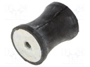 Vibration damper; M8; Ø: 40mm; rubber; L: 50mm; H: 8mm; 2564N; 205N/mm