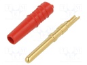 Plug; 2mm banana; 10A; 30VAC; 60VDC; red; gold-plated; Ø: 0.5mm