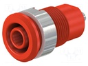 Socket; 4mm banana; 24A; 1kV; Cutout: Ø12.2mm; red; nickel plated