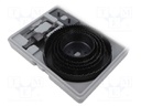 Hole saw set; wood,drywall; Pcs: 8; 64mm,76mm,89mm,102mm,127mm