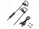 Bluetooth headphones with microphone; black; USB,USB micro