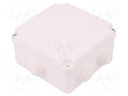 Enclosure: junction box; X: 108mm; Y: 108mm; Z: 58mm; wall mount