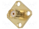 Socket; SMA; female; straight; soldering; for panel mounting