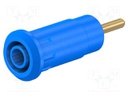 Socket; 1,5mm banana; Overall len: 29mm; blue; insulated