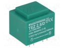 Transformer: encapsulated; 2.5VA; 230VAC; 7.5V; 333.3mA; IP00; 100g