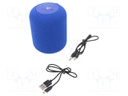 Speaker; blue; Jack 3,5mm,microSD,USB B micro; Bluetooth 5.0