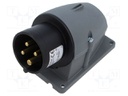 Connector: AC supply 3-phase; socket; male; angled; -25÷40°C; IP44
