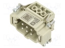 Connector: HDC; contact insert; male; 16A; 500V; Han E®; PIN: 6; 6+PE
