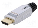 Connector: HDMI; plug; male; gold-plated; straight; soldering