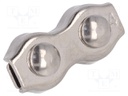 Rope clamp duplex; acid resistant steel A4; for rope; Ørope: 4mm