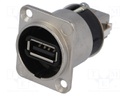 Adapter; USB A socket-front,USB B socket-back; USB 2.0; silver