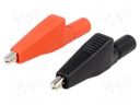Crocodile clip; 5A; red and black; Overall len: 55mm; Thread: M4