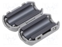 Ferrite: two-piece; on round cable; A: 35mm; B: 28mm; C: 9mm