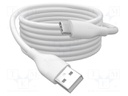Cable; USB 2.0; USB A plug,USB C plug; nickel plated; 1m; white