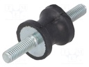 Vibration damper; M6; Ø: 20mm; rubber; L: 19mm; Thread len: 18mm