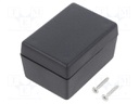 Enclosure: multipurpose; X: 47mm; Y: 66mm; Z: 38mm; ABS; black