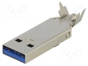Plug; USB A; for cable; soldering; straight; USB 3.0; 1A; 30V