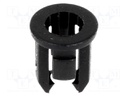 LED holder; 3mm; one-piece; black; UL94V-2; L: 6.4mm; Mat: polyamide