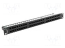 Patch panel; black; Number of ports: 48; Cat: 6; RJ45 socket x48