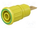Socket; 4mm banana; 32A; 1kV; yellow-green; gold-plated; on panel