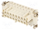 Connector: HDC; contact insert; female; S-E; PIN: 16; 16+PE; 16A