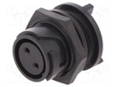 Connector: circular; socket; female; PIN: 2; w/o contacts; UL94V-0
