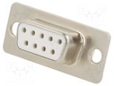 D-Sub; PIN: 9; plug; female; stamped and formed contacts; white